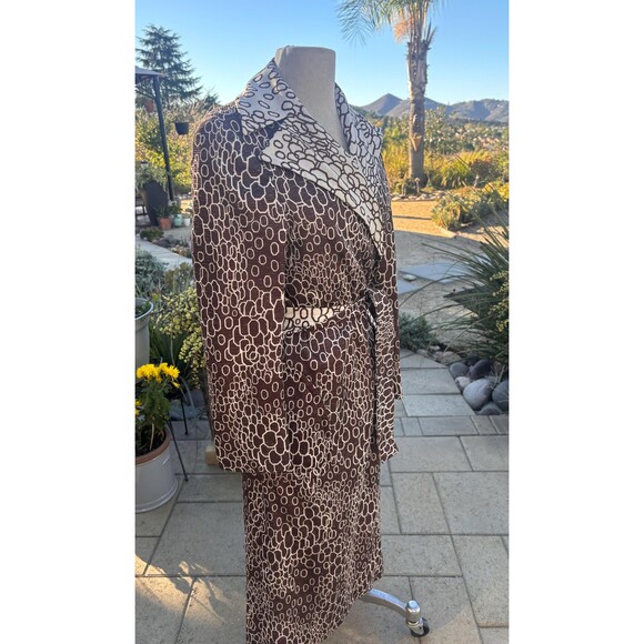 IMagnin Geometric Brown and Cream Trench from the 1960s or 1970s, Size Small ? - Picture 4 of 9